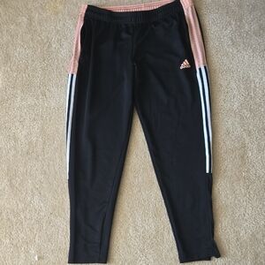 Adidas Women's Black Pant Joggers with Pink Stripes